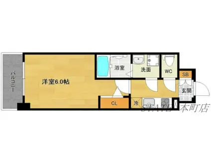 エスリード難波ザ・アーク(1K/5階)の間取り写真