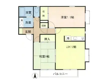 スリムウェル9-II(2LDK/2階)の間取り写真
