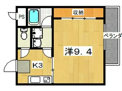 S.ステージ(1K/2階)の間取り写真