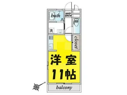 セジュール千間台(ワンルーム/2階)の間取り写真