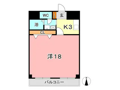 フォーバス I(1K/4階)の間取り写真