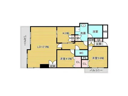 ステイツ豊中・服部元町(2LDK/9階)の間取り写真