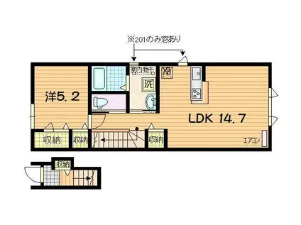 MITAKE SOLEIL(1LDK/2階)の間取り写真