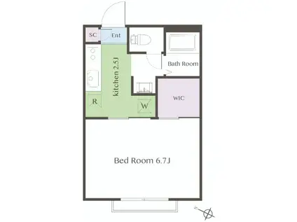 マナオラナハウス(1K/2階)の間取り写真