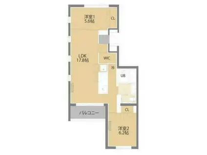 COCON BLANC(2LDK/2階)の間取り写真