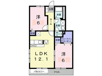 ラフィネ・メゾンA(2LDK/1階)の間取り写真