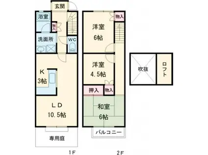 タウンハウス伊川谷7C(3LDK/1階)の間取り写真