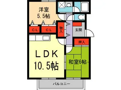 ロイヤルハウス萩原(2LDK/2階)の間取り写真