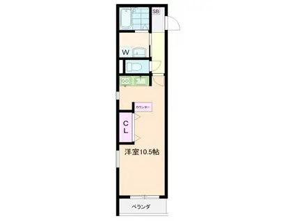 ホワイトクラウド(ワンルーム/2階)の間取り写真