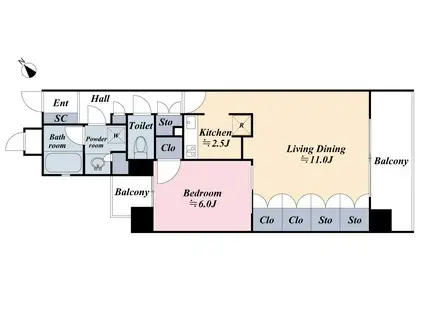 エリートレジデンス宮益坂(1LDK/7階)の間取り写真