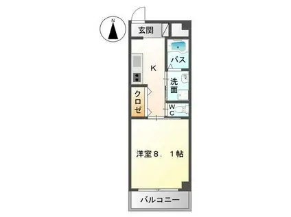 ワンズハート室見(1K/3階)の間取り写真