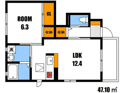 ドリームフォレストS(1LDK/1階)の間取り写真