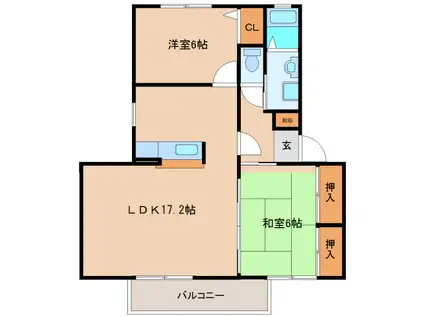 ベルコリーヌ真美(2LDK/2階)の間取り写真
