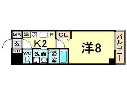 シティフラット尼崎(1K/6階)の間取り写真