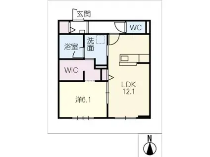アルカディアSOU(1LDK/1階)の間取り写真