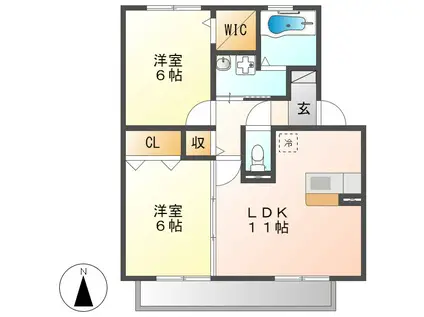 ソルジェンテ(2LDK/2階)の間取り写真