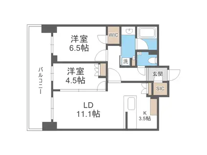 ザ・ライオンズ札幌植物園YAYOI GARDENS(2LDK/14階)の間取り写真