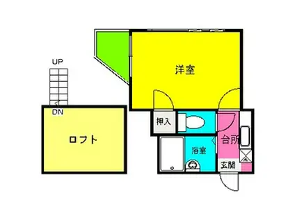 コンパートハウス藤崎(1K/1階)の間取り写真
