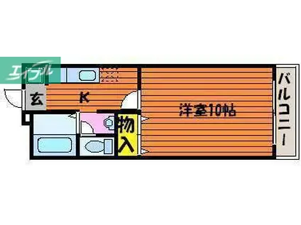 ビア ベルデ津島(1K/2階)の間取り写真