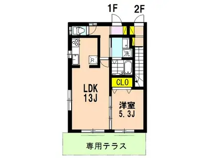 メゾンアムール(1LDK/1階)の間取り写真