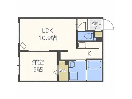 グランメール新道東駅II(1LDK/4階)の間取り写真