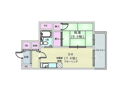 新町ダイアパレス天祥(1LDK/9階)の間取り写真