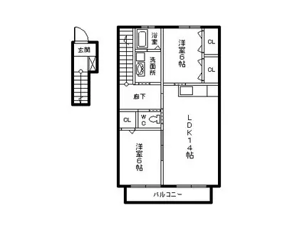 アクアハイツⅠ(2LDK/2階)の間取り写真