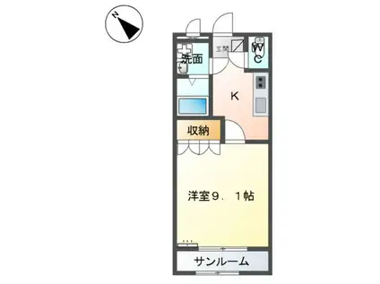 ファインアミュール(1K/2階)の間取り写真