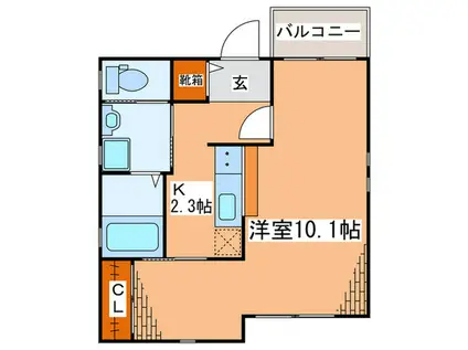 スカイヒルズ(1K/1階)の間取り写真