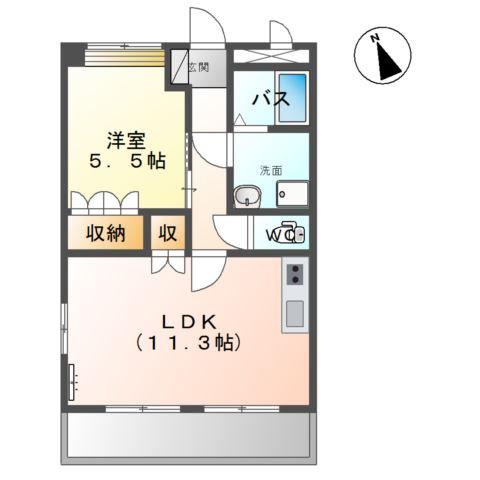 リバーブリーズ・天辰(1LDK/1階)の間取り写真
