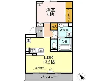 セジュール大山(1LDK/2階)の間取り写真