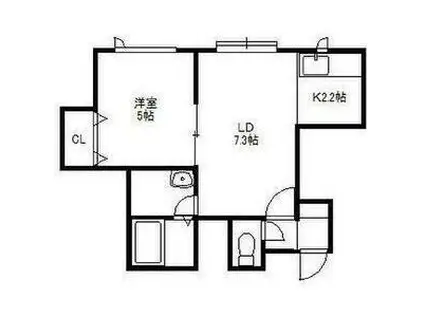 アルキオーネ平和通(1LDK/3階)の間取り写真