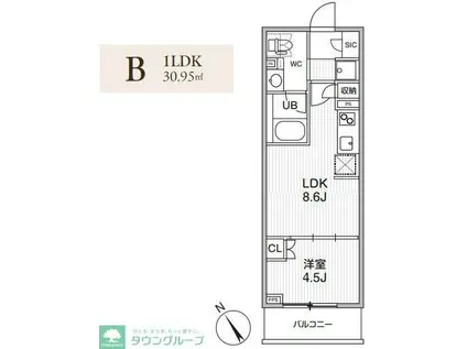 グランエール西日暮里ノース(1LDK/10階)の間取り写真