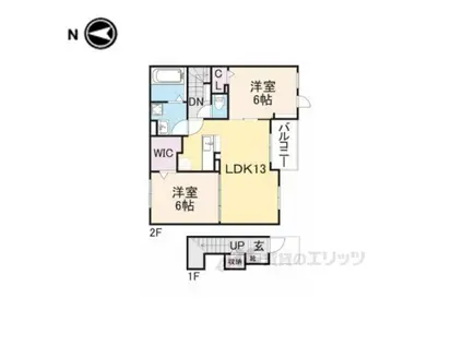ボヌールメゾン篠山2(2LDK/2階)の間取り写真