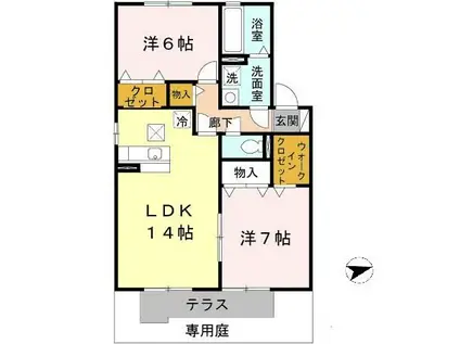 エステート光(2LDK/1階)の間取り写真