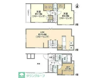 KOLET武蔵小杉(2SLDK/3階)の間取り写真