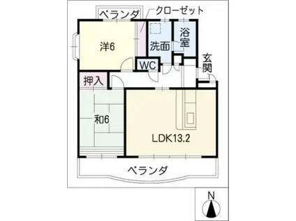エスポワール壱(2LDK/1階)の間取り写真
