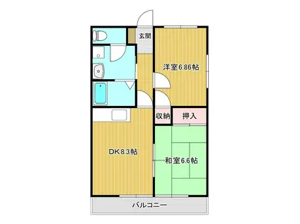 ハッピーホームズ(2DK/1階)の間取り写真