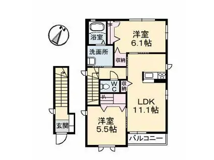 セリューズA棟(2LDK/2階)の間取り写真