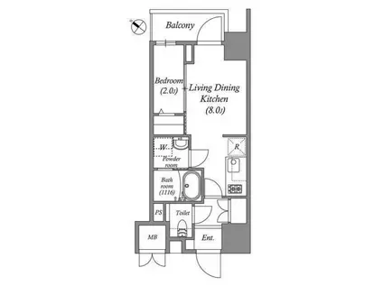オーパスホームズ南行徳(1LDK/8階)の間取り写真