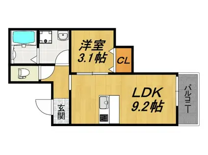 LE COCON 甚目寺II(1LDK/2階)の間取り写真