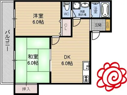 GM今津南(2DK/2階)の間取り写真