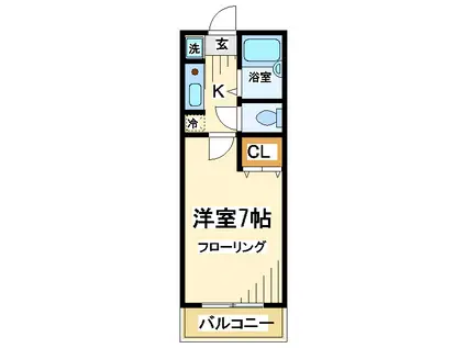 サニーパレス仙川(1K/1階)の間取り写真