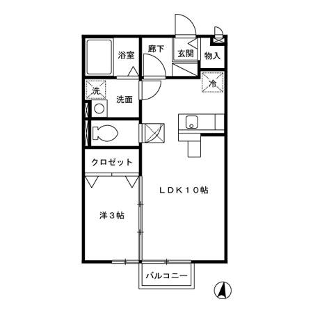 アタラクシア A(1LDK/1階)の間取り写真