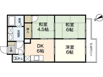 岩田マンション2号棟(3DK/1階)の間取り写真