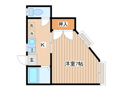 コーポ葉山台(1K/1階)の間取り写真
