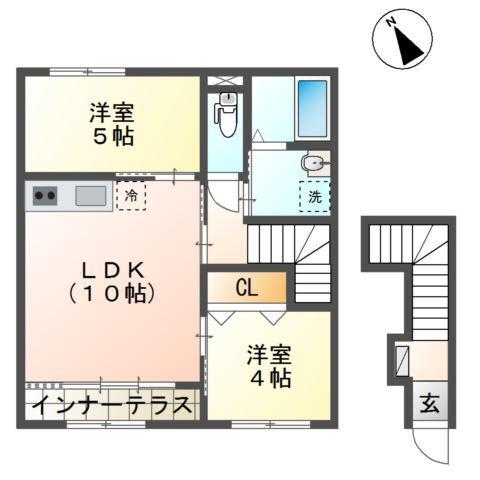 シェルル キクエイ(2LDK/2階)の間取り写真