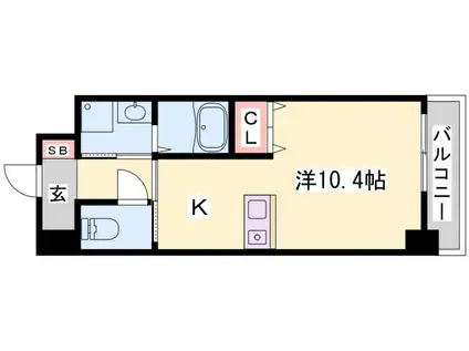 インタービレッジ高岡駅前(ワンルーム/1階)の間取り写真