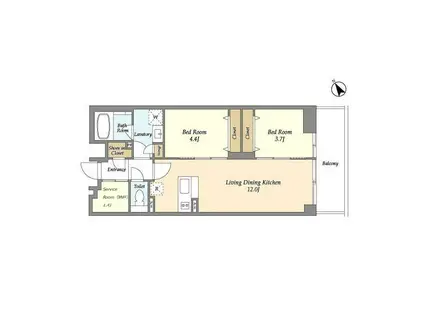 THE GRAND TERRACE WAKABAYASHI(2SLDK/2階)の間取り写真