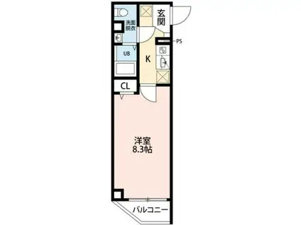 ヒルズ東町(1K/5階)の間取り写真